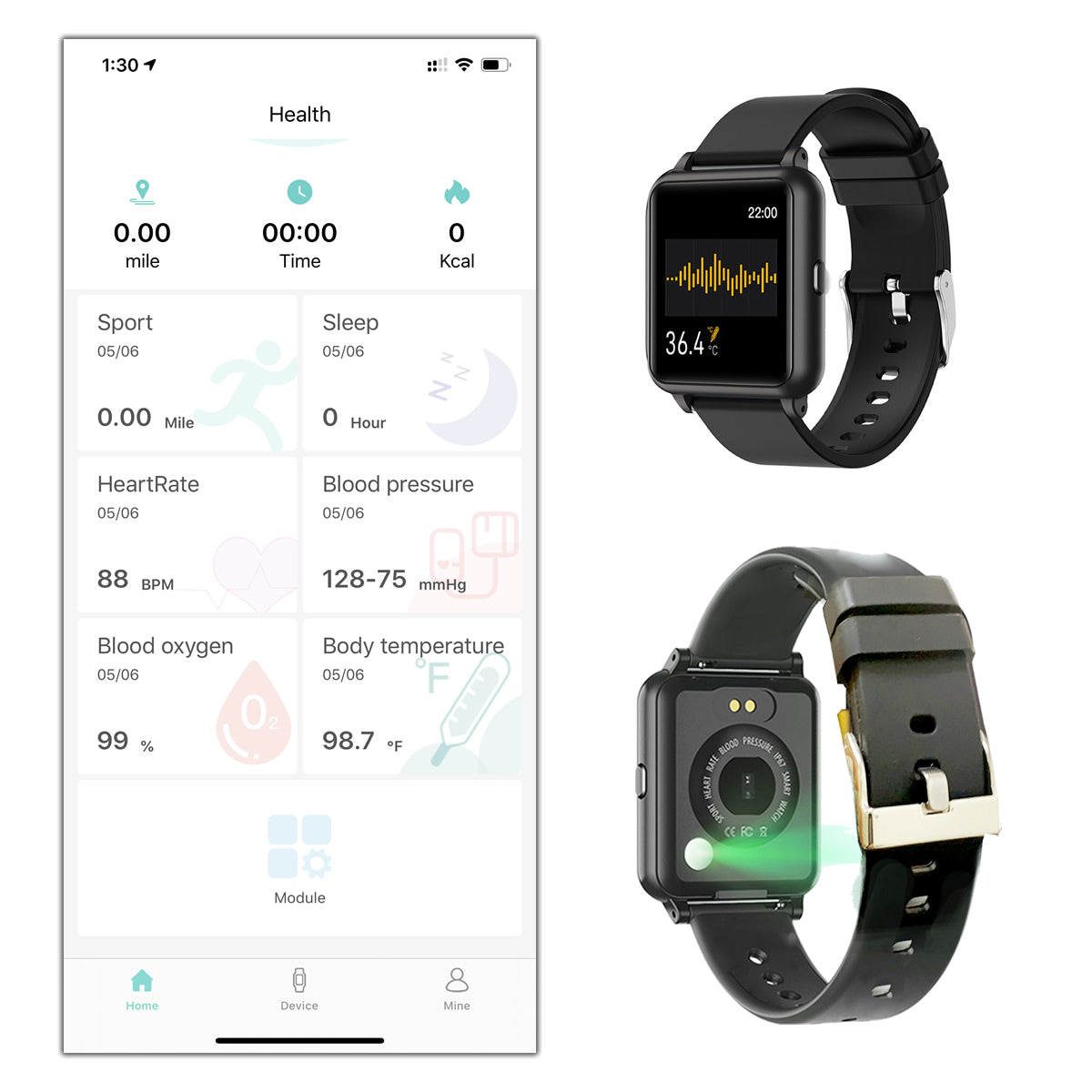 OXITEMP Smart Watch – Track Oxygen, Pulse, and Temperature Easily!