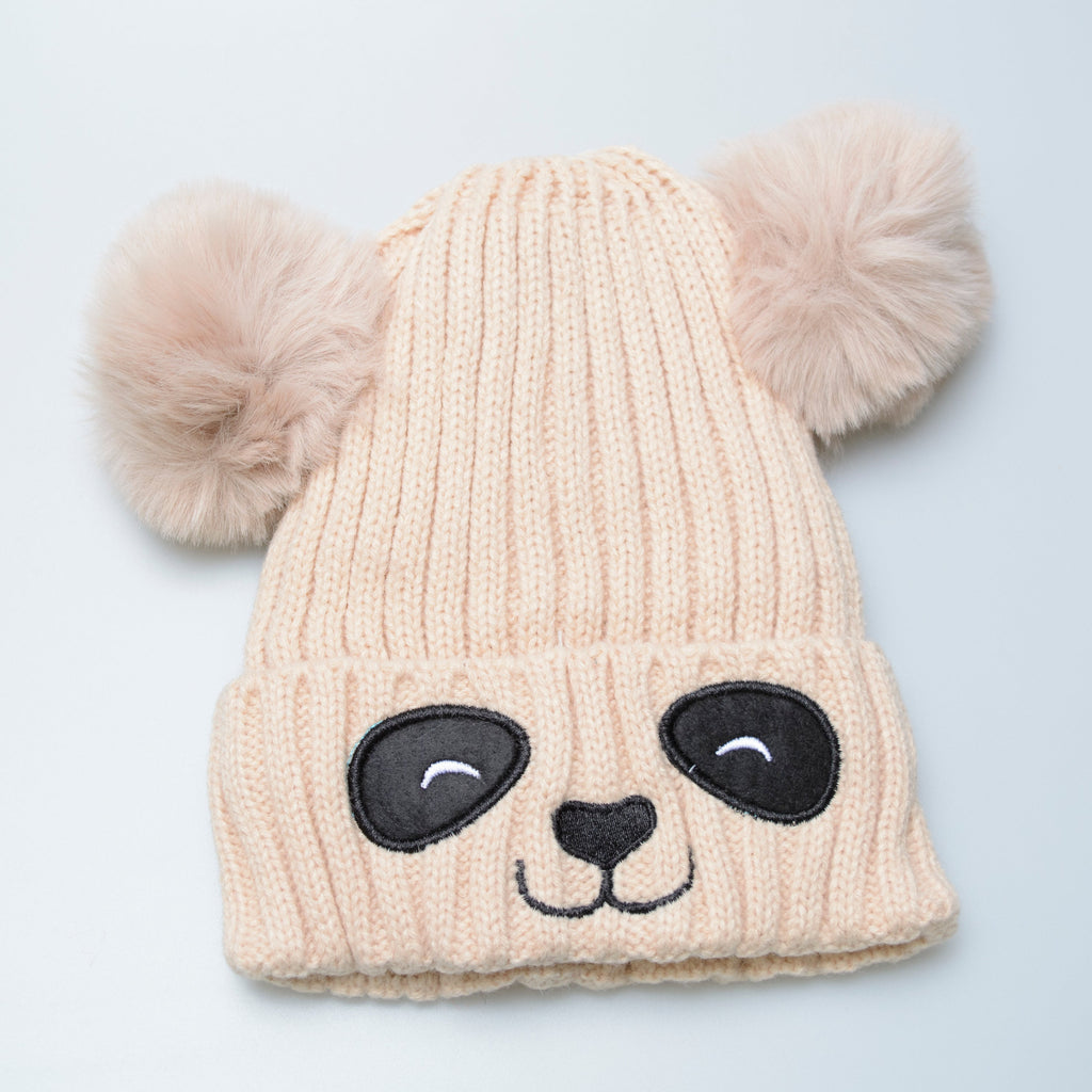 Unisex Cute Panda Cartoon Pattern Knit Winter Beanie For Kids (3-10