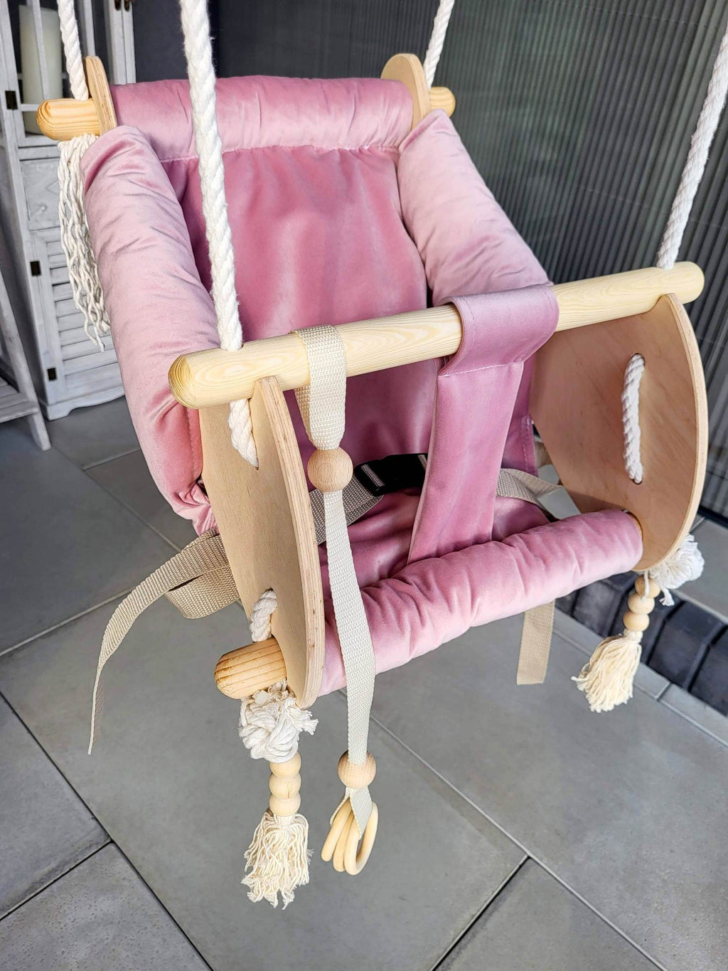 Pink Baby Cradle Swing – Gentle, Cozy Comfort for Little Ones!