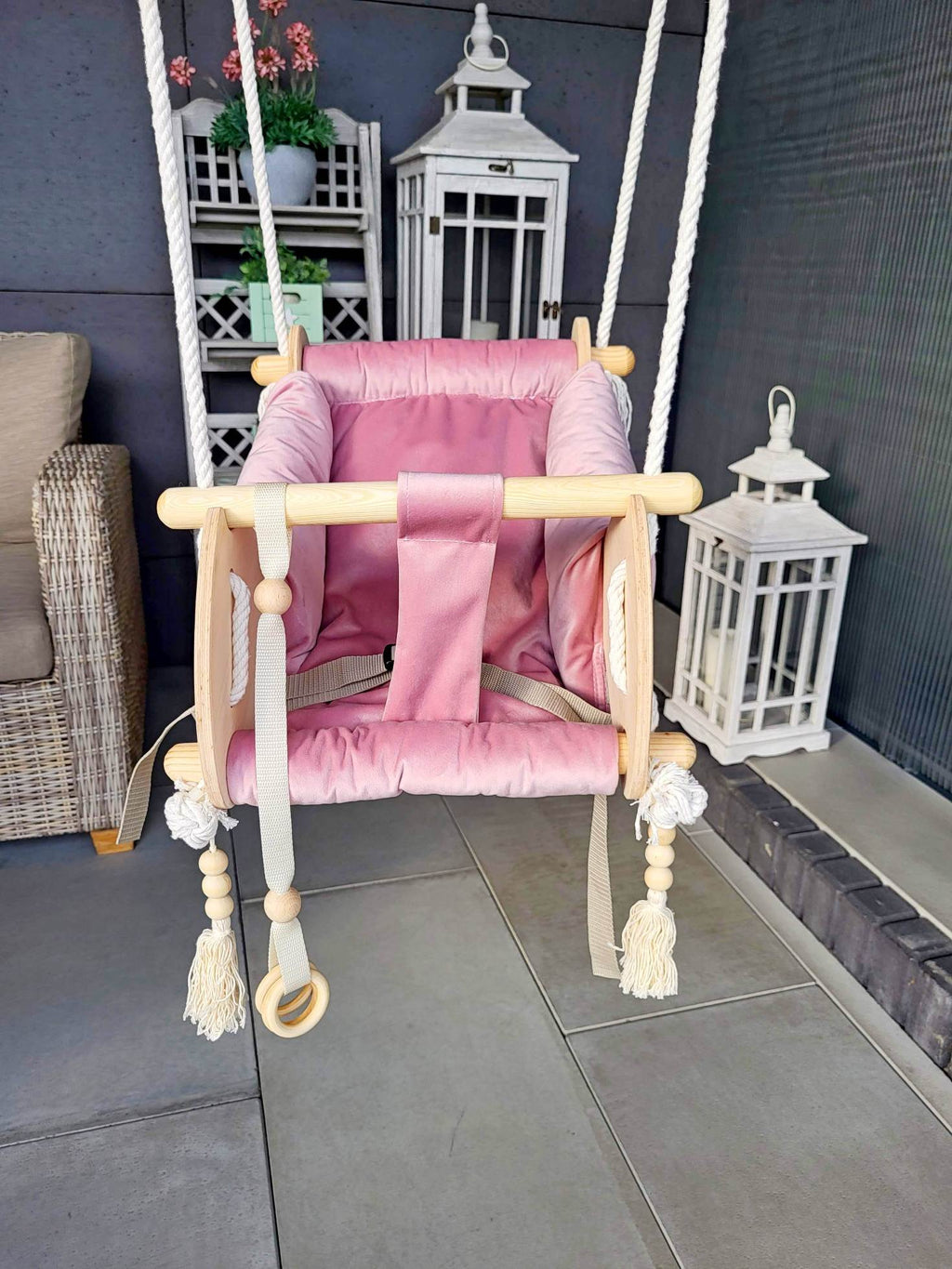 Pink Baby Cradle Swing – Gentle, Cozy Comfort for Little Ones!