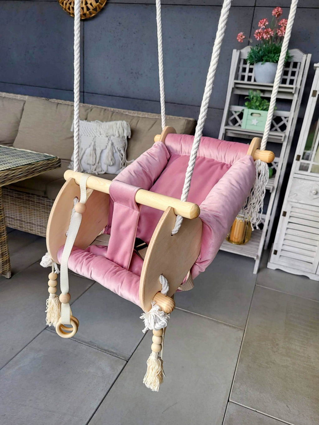 Pink Baby Cradle Swing – Gentle, Cozy Comfort for Little Ones!