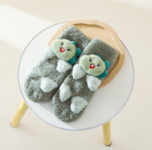 Baby Cartoon Design Coral Fleece Thickened Floor Socks