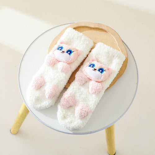 Baby Cartoon Design Coral Fleece Thickened Floor Socks