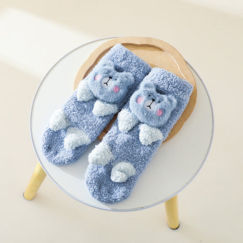 Baby Cartoon Design Coral Fleece Thickened Floor Socks