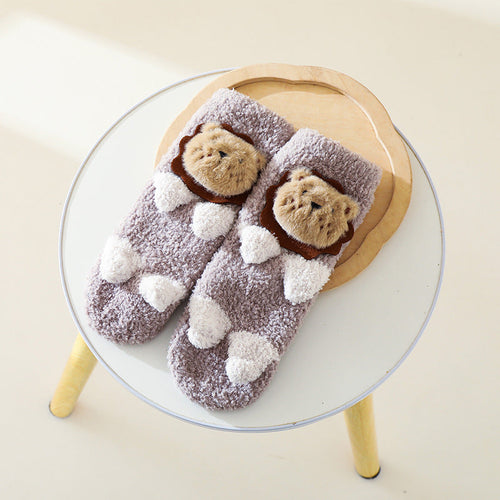Baby Cartoon Design Coral Fleece Thickened Floor Socks